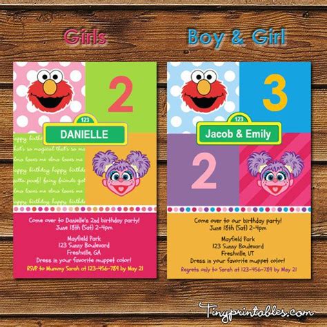 Elmo and Abby Cadabby Birthday Party Invites by Tinyprintables, $7.95 ...