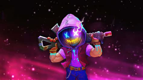 Download A Character With A Purple Background Holding A Gun ...