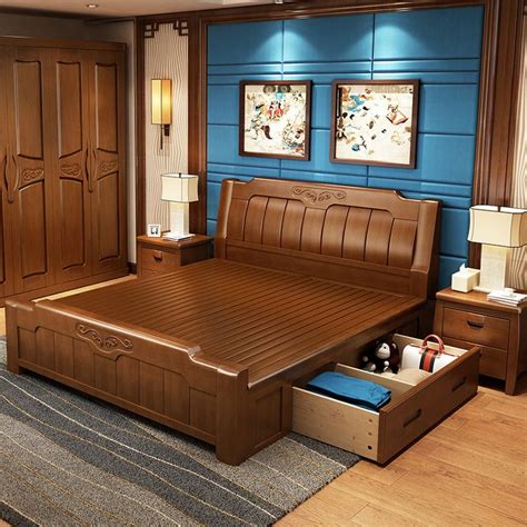 Solid Wood Double Bed With Drawers https://m.alibaba.com/product ...