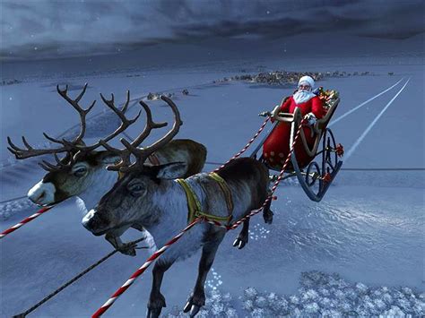 Christmas with Santa Claus and Reindeer Flying | Santa claus, Santa ...