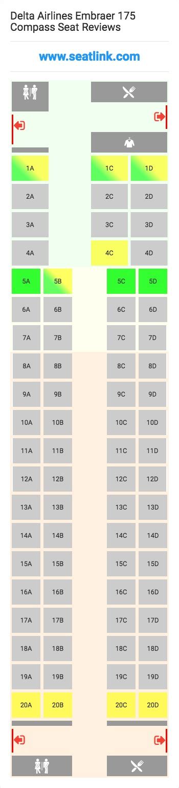 Delta Airlines Embraer 175 Compass Seating Chart - Updated December ...