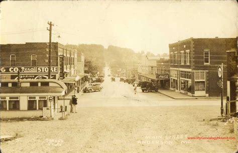 Anderson, Missouri Main Street Vintage Postcard View