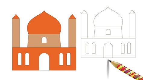 How To Draw A Mosque For Kids