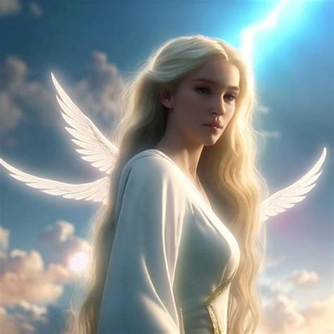 The most beautiful female angel with wings coming do...