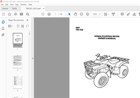 2001 honda TRX250 FOURTRAX RECON OWNER'S MANUAL - PDF DOWNLOAD ...