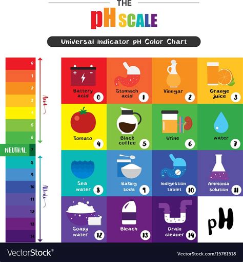 The pH scale Universal Indicator pH Color Chart diagram acidic alkaline ...