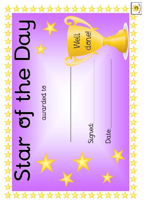 Star Of The Week Certificate Template