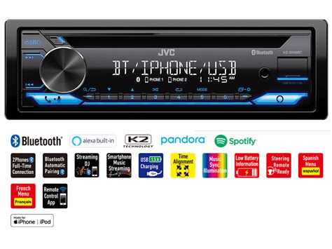 JVC KDSR86BT Single Din Car Stereo CD Player, With High Power Amplifier ...