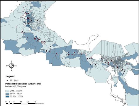 Percent Households with Annual Income below $20,000 per Census Block ...