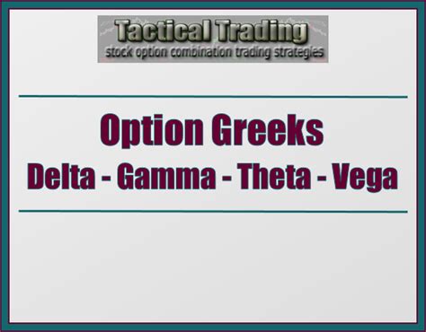 The Option Greeks – Delta Gamma Theta Vega – Tactical Trading Strategies