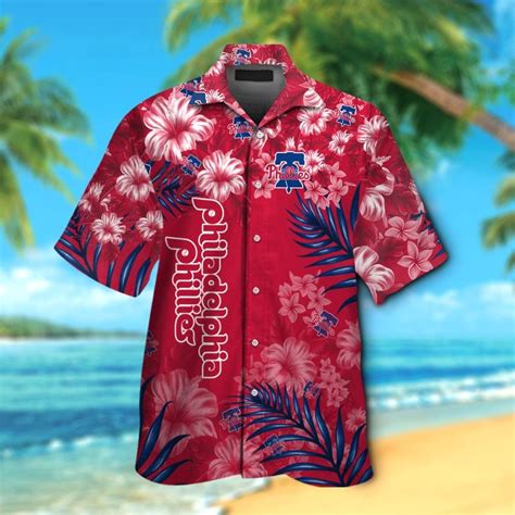 Philadelphia Phillies Short Sleeve Button Up Tropical Aloha Hawaiian ...