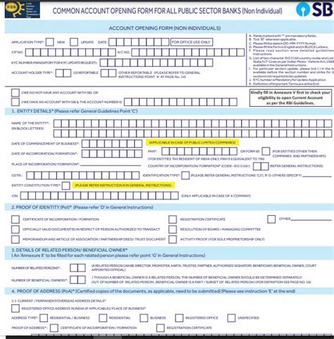 [PDF] SBI Current Account Opening Form PDF - Panot Book