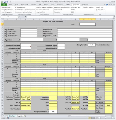 Dmaic Excel Template