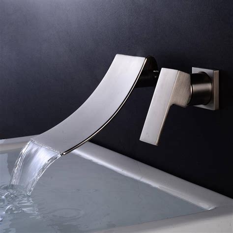 Luxury Bathtub Faucet Chrome/Black Brass Wall Mount Waterfall Bathroom ...