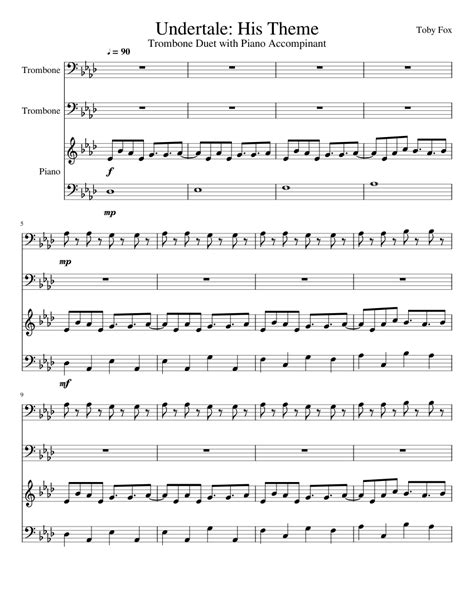 Undertale: His Theme Sheet music for Piano, Trombone (Mixed Trio ...