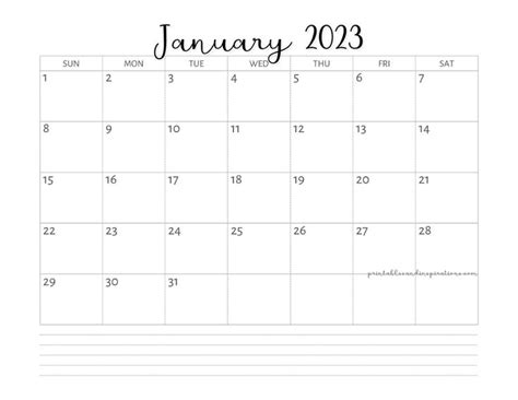 Free 2023 Calendar Printable PDF – Simple Minimalist - Printables and ...