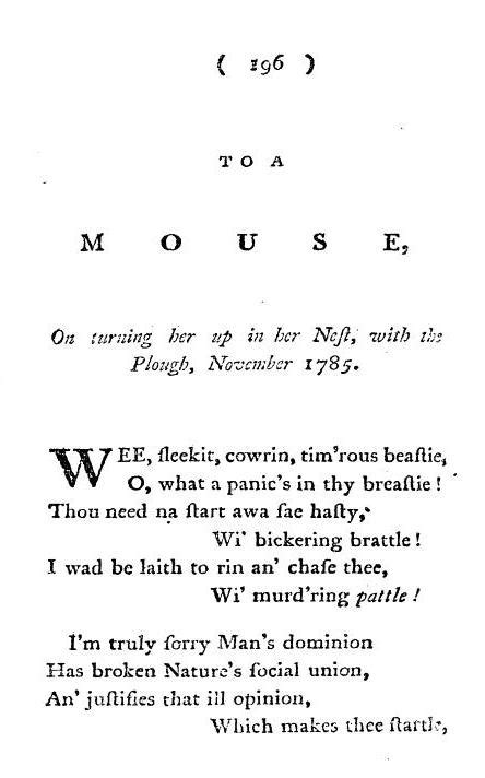 Archival Sources for ENGD18: Burns, Robert - "To a Mouse"