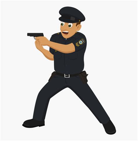 Police Officer Cartoon Drawing - Cop Pointing Gun Cartoon, HD Png ...