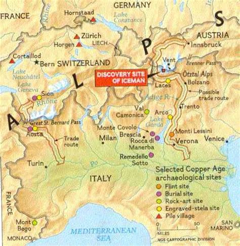 Otzi the Iceman discovery site location map