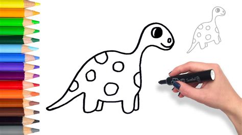 Learn How to Draw a Dinosaur | Teach Drawing for Kids and Toddlers ...