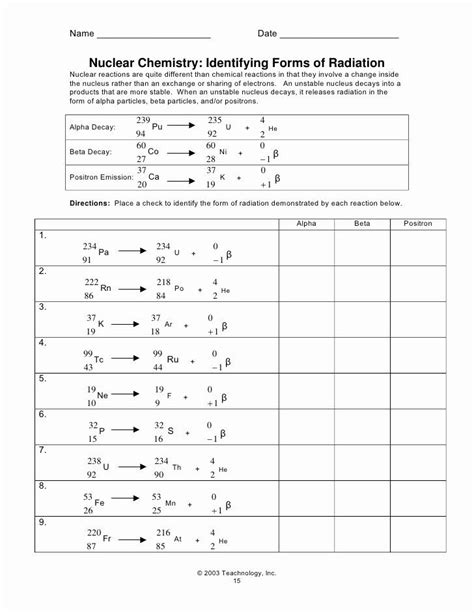 Nuclear Decay Worksheet Answers – Thekidsworksheet