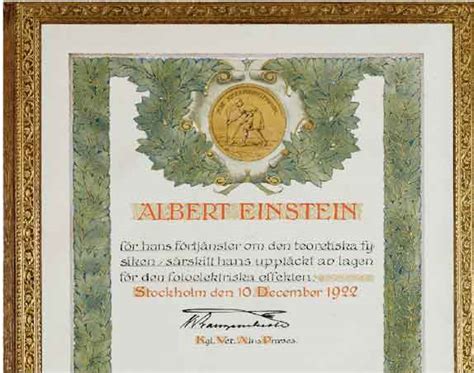 Images of Albert Einstein’s 1921 Nobel Prize medal and certificate – 1X57