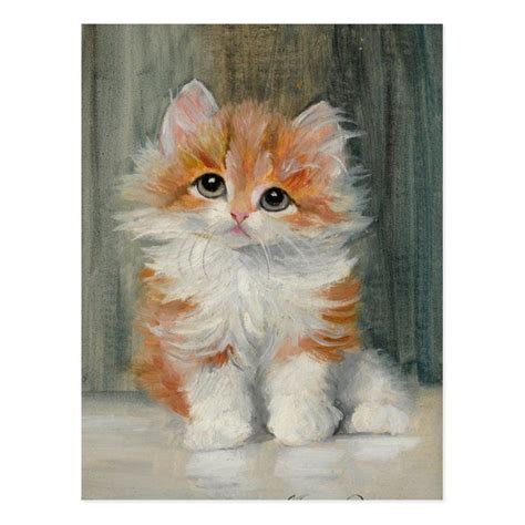 Vintage Kitten Painting Postcard | Zazzle.com in 2021 | Cat painting ...