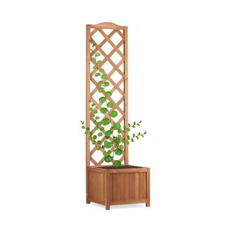 Outdoor Planter Box with Trellis, Weatherproof Lattice Flower Pot ...