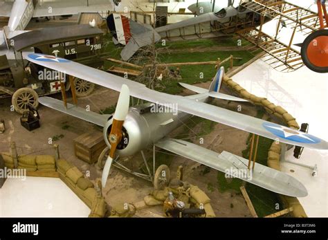 A French Nieuport-28 in a Naval Air Museum static display depicting an ...