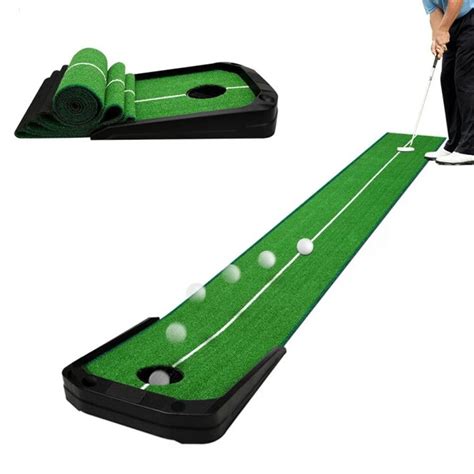 Putting Green Golf Mat w/ Putting Mat Return & Golf Balls Putting Aid ...