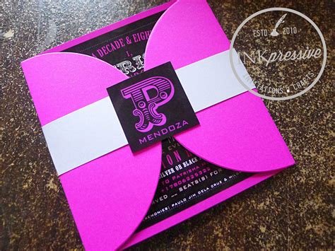 Debut: Debut Invitation + Hot Pink and Black + Half Petal Envelope ...