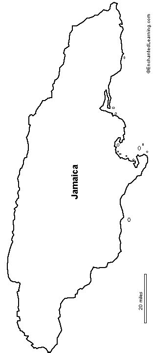 Outline Map Jamaica - EnchantedLearning.com