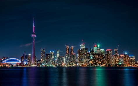 Fantastic Cityscape Of Toronto At Night Wide Desktop Background ...