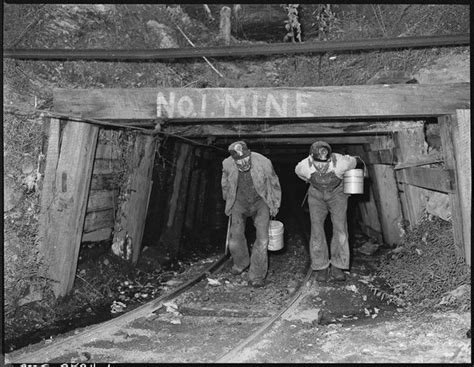 Blaine Sergent, left, comes out of the mine at the end of the days work ...