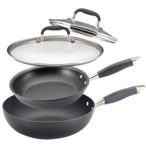 Anolon 4-Piece Non-Stick Covered Skillet and Stir Frying Pan Set ...