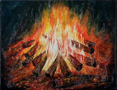 Fire Logs Painting by MadhuRavi Paintings - Pixels