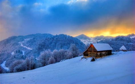 Winter Cabin Desktop Backgrounds A winter wallpaper with one of the ...