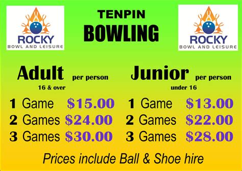 Prices - Bowling | Rocky Bowl and Leisure Centre