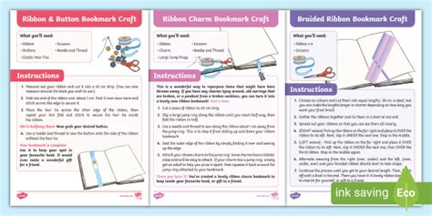 FREE! - Ribbon Bookmark Craft Pack (Teacher-Made)