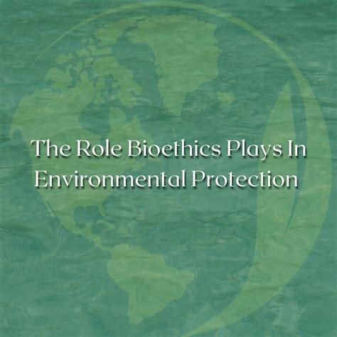 The Role Bioethics Plays in Environmental Protection