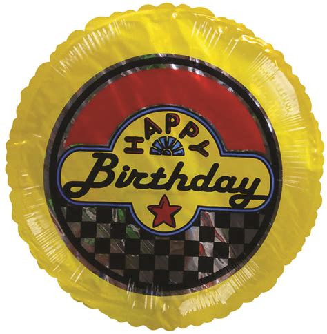 4" Airfill Only Happy Birthday Yellow Checkered Balloon | Bargain ...