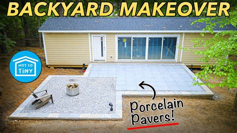 How to install PORCELAIN PAVERS // BACKYARD PATIO MAKEOVER DIY! - YouTube