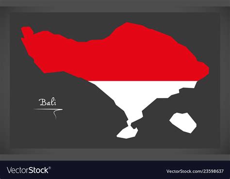 Bali indonesia map with indonesian national flag Vector Image