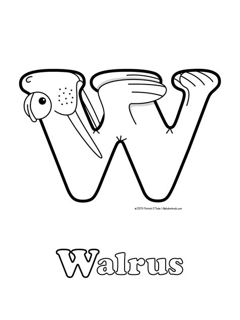 Free Walrus Coloring Page | Alphabetimals