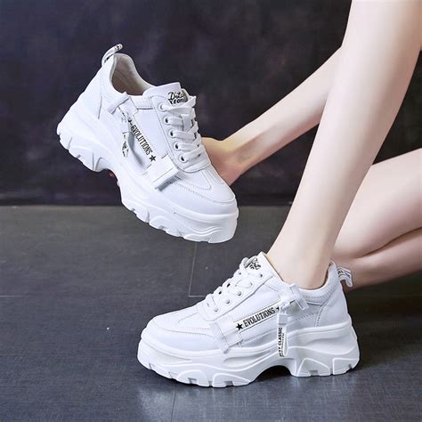 Korean rubber shoes for women white sneakers thick bottom | Shopee ...