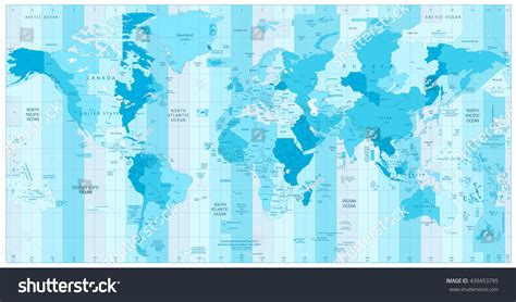 World Map Standard Time Zones Colors Stock Vector (Royalty Free ...