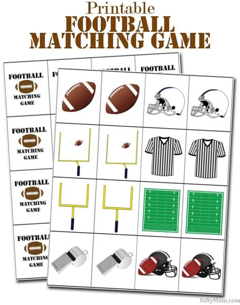 Printable Football Matching Game for Kids | Football games for kids ...