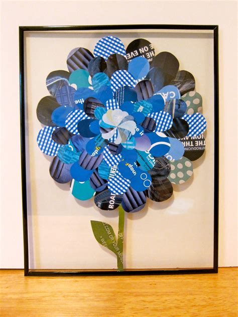 Blue Paper Collage Flower 11x14 by LaraLeib on Etsy