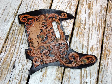 Carved Leather Telecaster Pickguard / Tooled Pickguard - ByBodzi ...