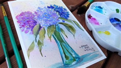 How To Paint Hydrangea Flowers Beginner Watercolor Tutorial - YouTube ...